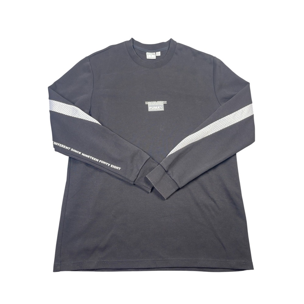 Puma International Men's XL Black Gray Graphic Crewneck Pullover